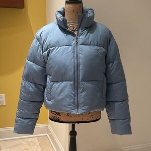 Double Zero Light Blue Puffer Cinched Waist Jacket
